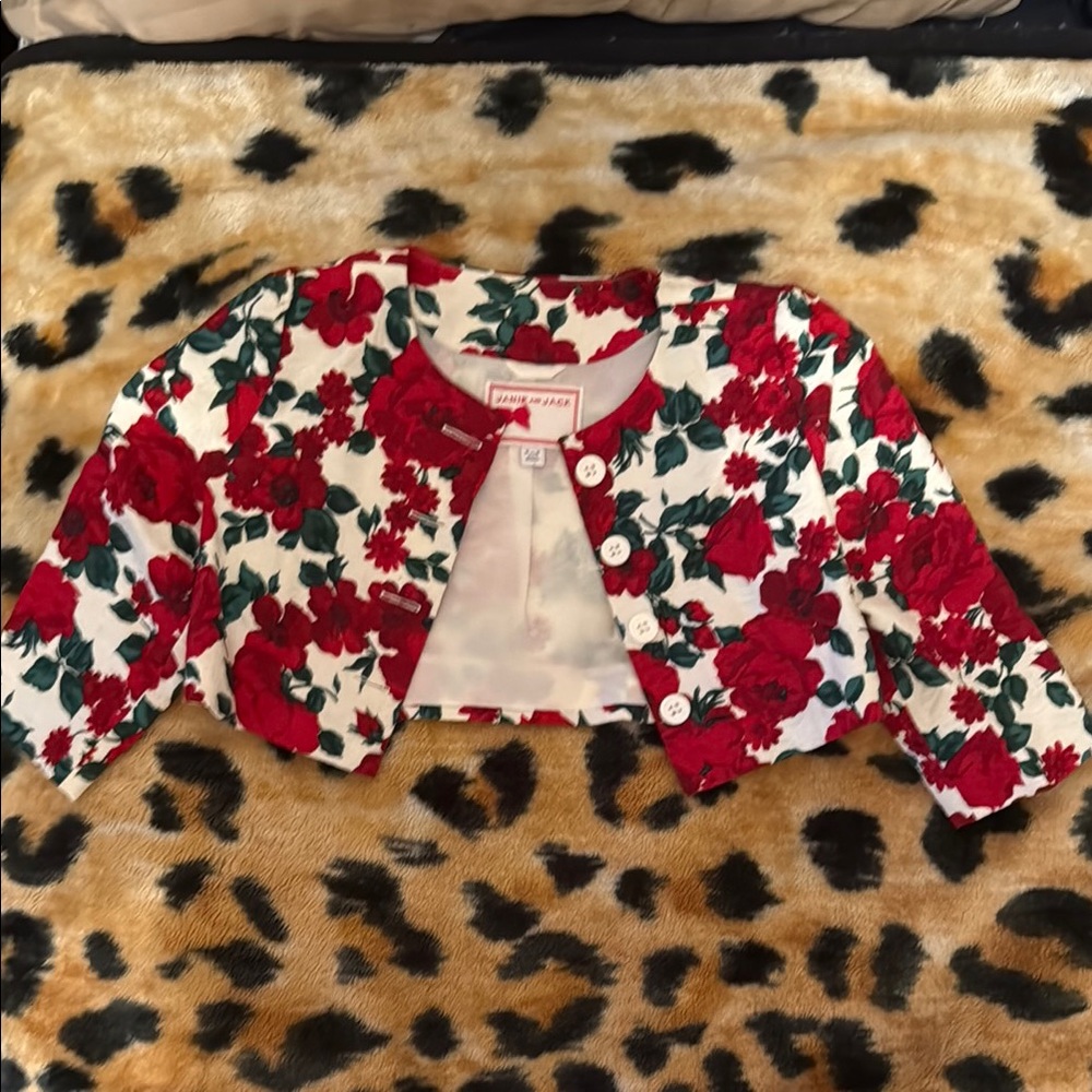 Janie and Jack Red and White Floral Blazer